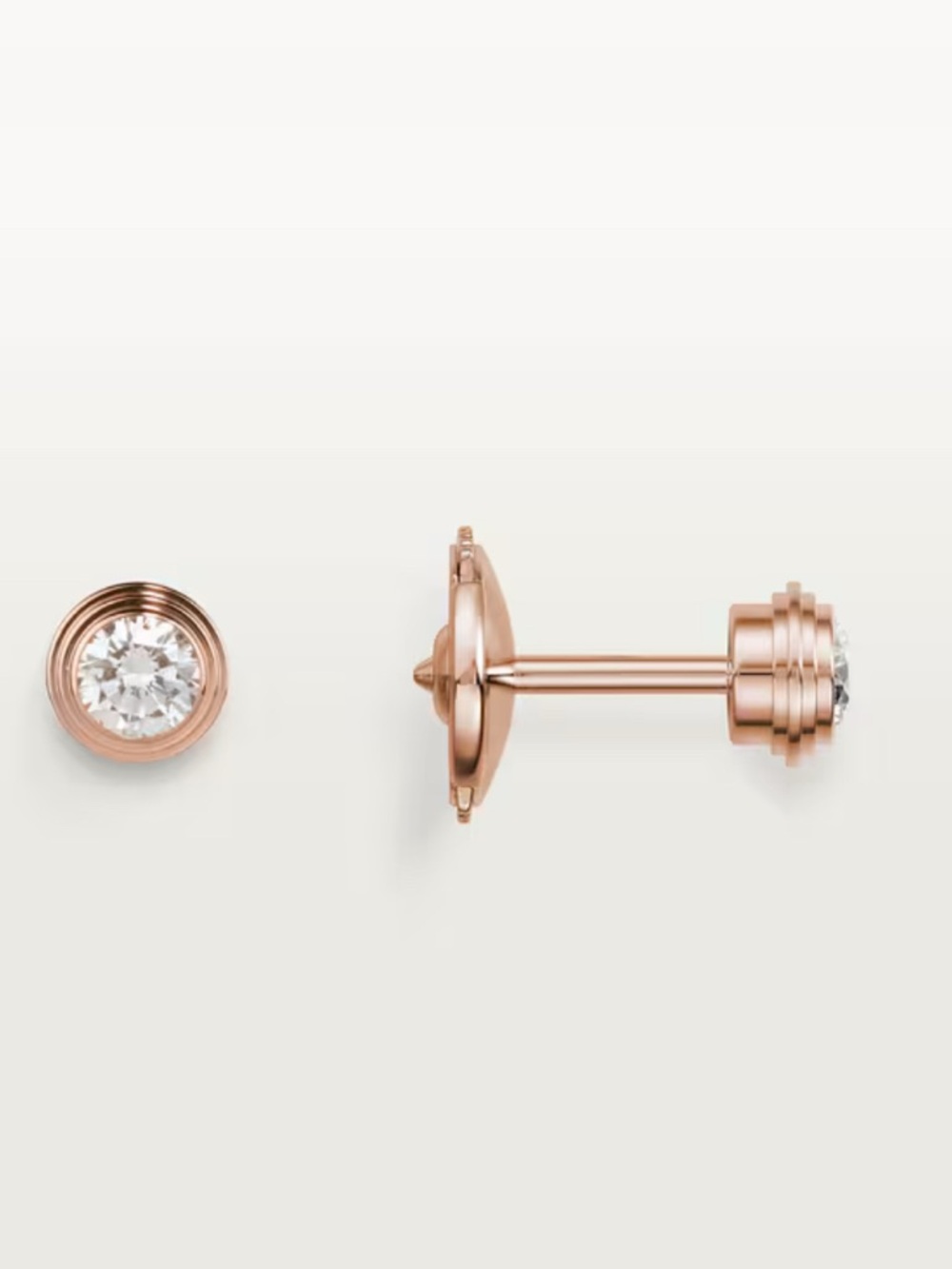 Cartier D'amour 18k Rose Gold Diamond Stud Earrings, Medium Model